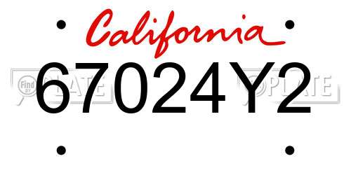 67024Y2 California License Plate