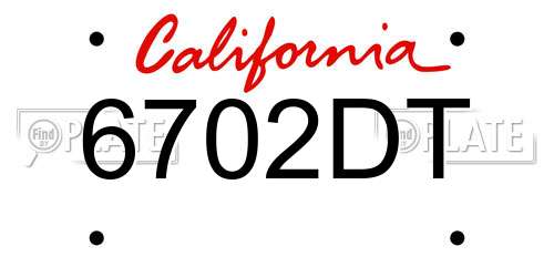 6702DT California License Plate