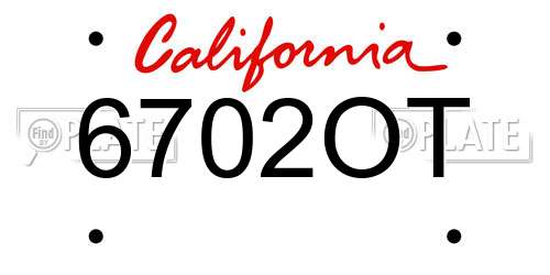 6702OT California License Plate