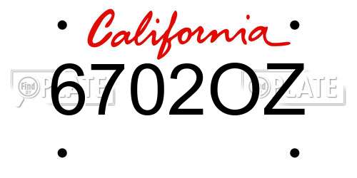 6702OZ California License Plate