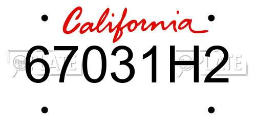 67031H2 California License Plate