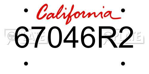 67046R2 California License Plate