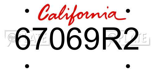 67069R2 California License Plate
