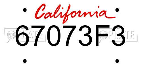 67073F3 California License Plate