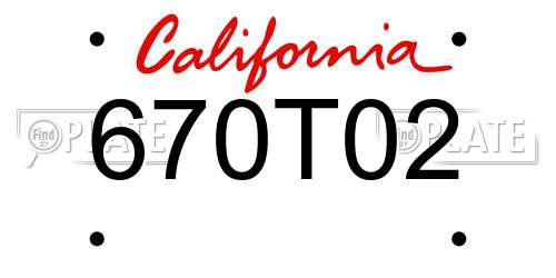 670T02 California License Plate