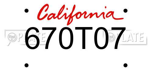 670T07 California License Plate