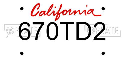 670TD2 California License Plate