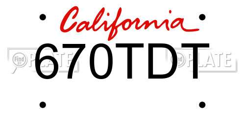 670TDT California License Plate