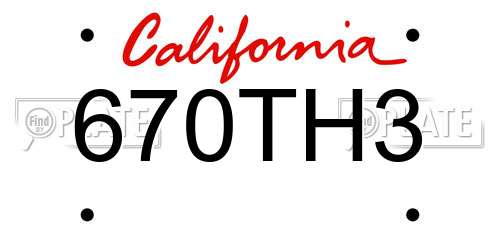 670TH3 California License Plate