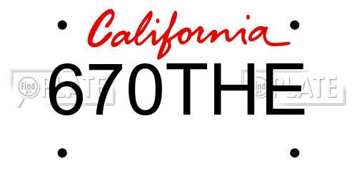 670THE California License Plate