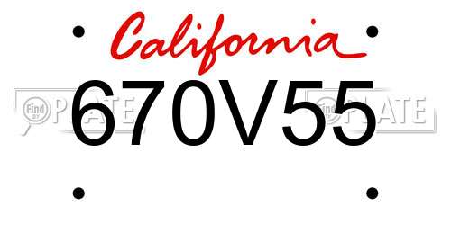 670V55 California License Plate
