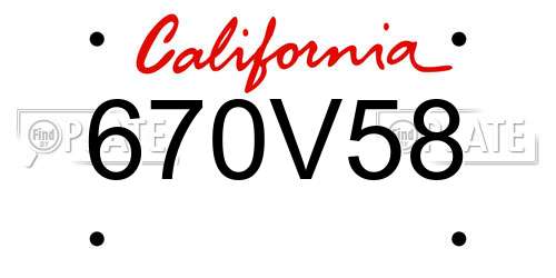 670V58 California License Plate
