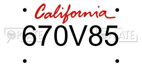 670V85 California License Plate