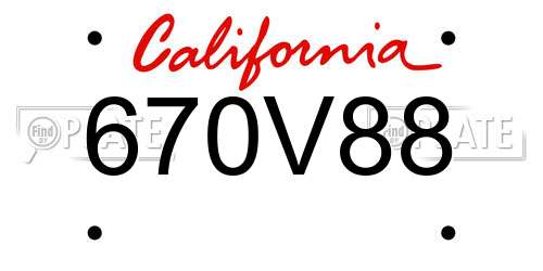 670V88 California License Plate