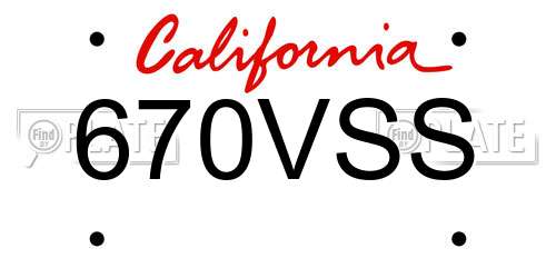 670VSS California License Plate