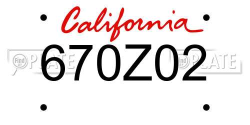670Z02 California License Plate