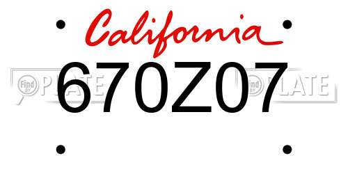 670Z07 California License Plate