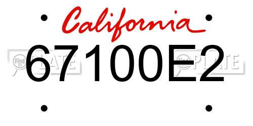 67100E2 California License Plate