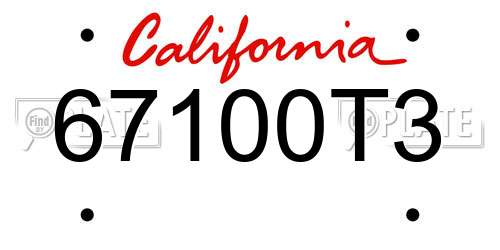 67100T3 California License Plate