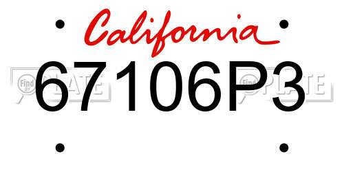 67106P3 California License Plate