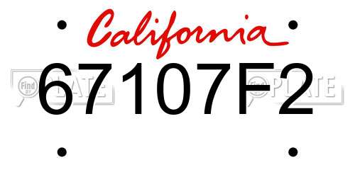 67107F2 California License Plate