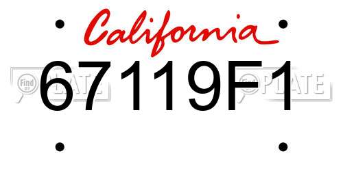 67119F1 California License Plate