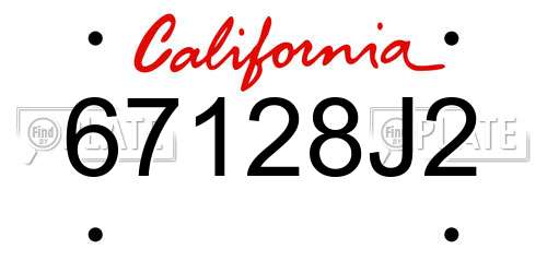 67128J2 California License Plate