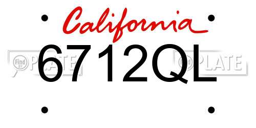 6712QL California License Plate