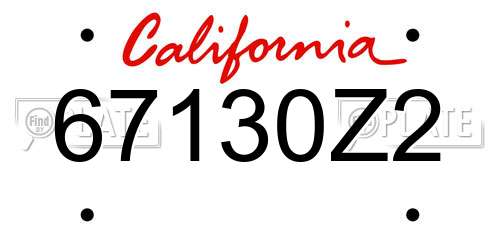 67130Z2 California License Plate