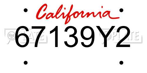67139Y2 California License Plate