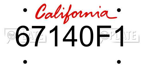 67140F1 California License Plate