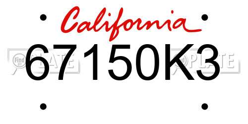 67150K3 California License Plate