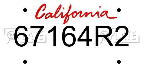 67164R2 California License Plate