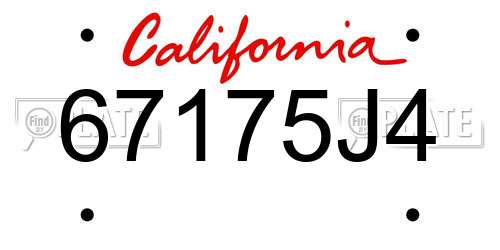 67175J4 California License Plate