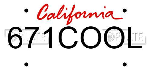 671COOL California License Plate