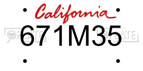 671M35 California License Plate