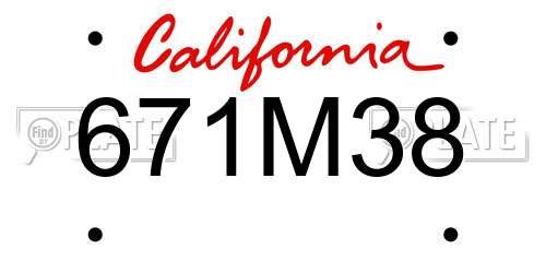 671M38 California License Plate