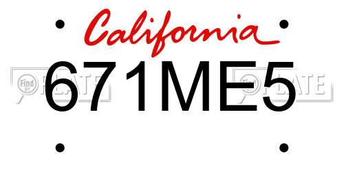 671ME5 California License Plate