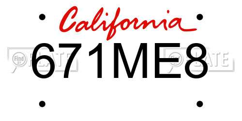 671ME8 California License Plate