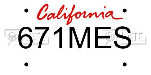 671MES California License Plate