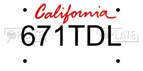 671TDL California License Plate