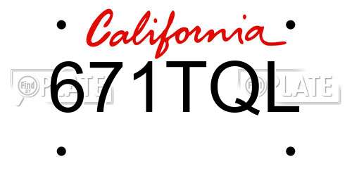 671TQL California License Plate