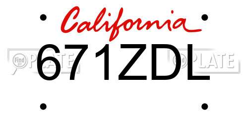 671ZDL California License Plate