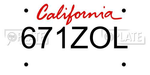 671ZOL California License Plate