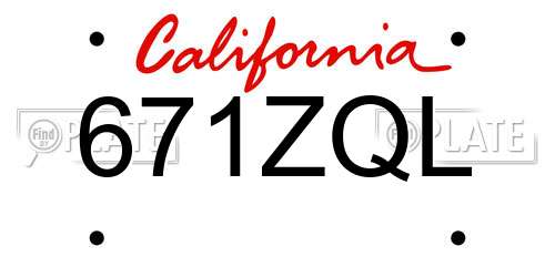 671ZQL California License Plate