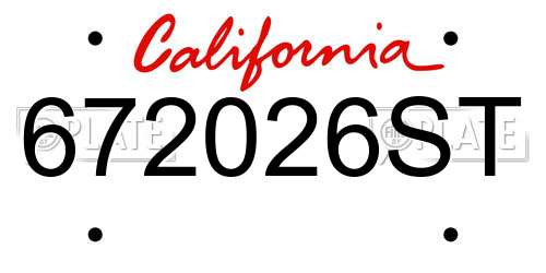 672026ST California License Plate