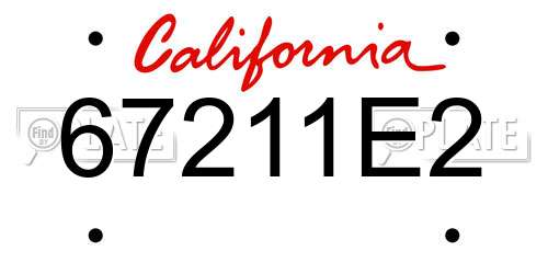 67211E2 California License Plate