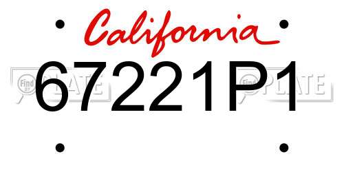 67221P1 California License Plate