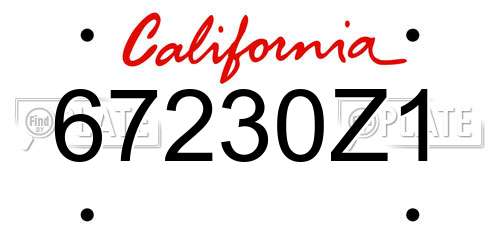 67230Z1 California License Plate