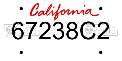 67238C2 California License Plate